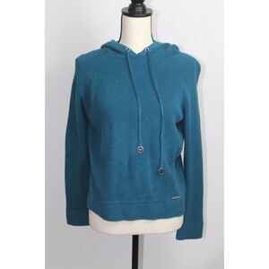 Women’s Michael Kors Teal Ribbed Knit Hoodie – Size Large